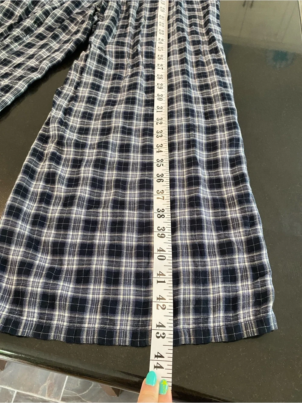 Hollister Navy White Plaid Romper Flare Wide Leg Soft Comfy Lightweight Size L - Picture 10 of 12